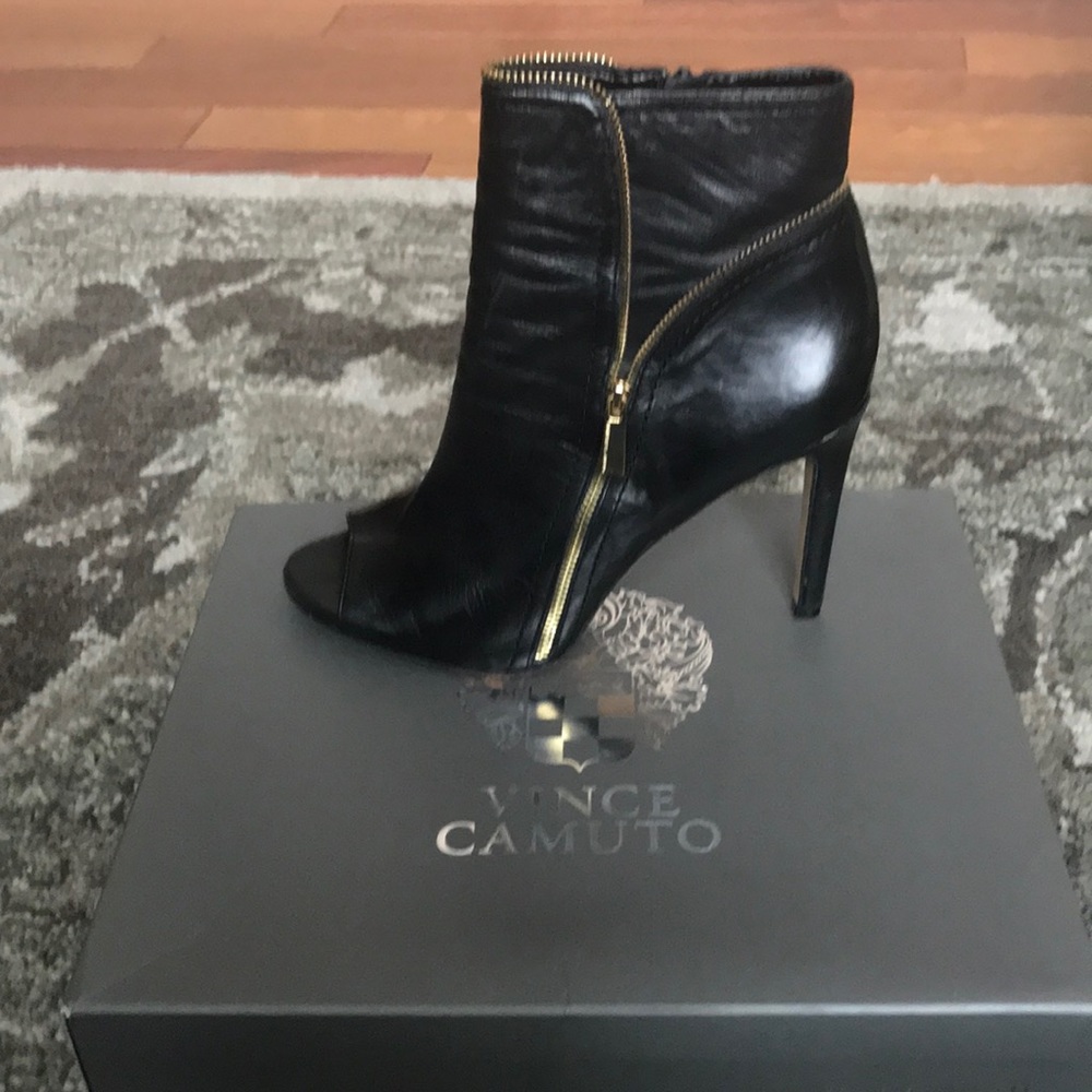 Black peep toe Vince Camuto ankle boots